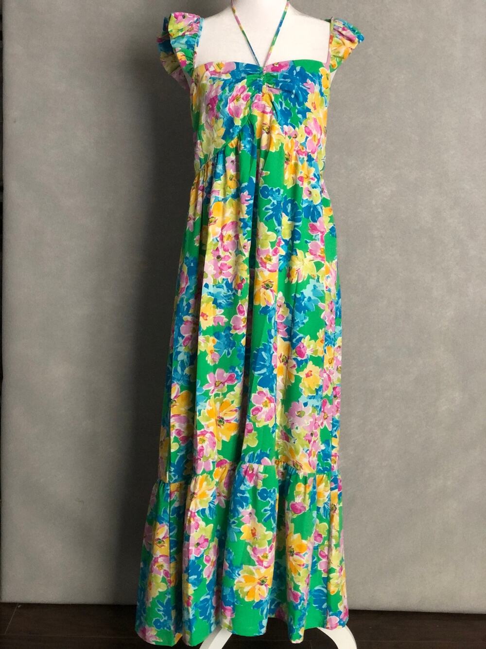 Emma & Michele Maxi Sundress Floral Halter Women's Large NEW